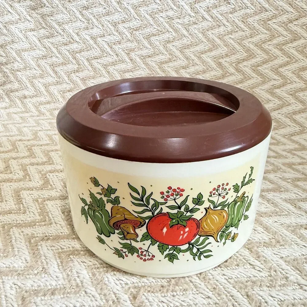 Vintage Sterilite Spice Of Life Canister Set of 2 Kitchen Storage Lids Nesting